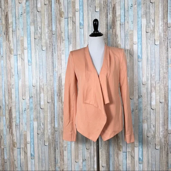 BCBG XS Abree Draped Open Front Jacket Blazer Pink - Picture 2 of 8